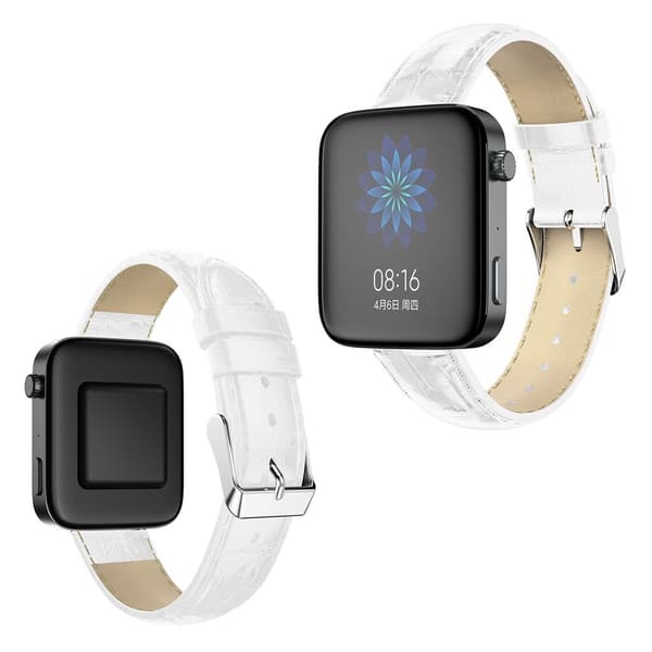 Xiaomi Mi Watch krokodille ægte læder Urrem - Hvid White