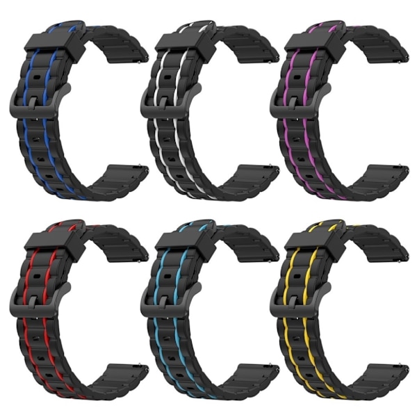 Vertical stripe silicone watch band for Samsung watch - Black / Red Svart