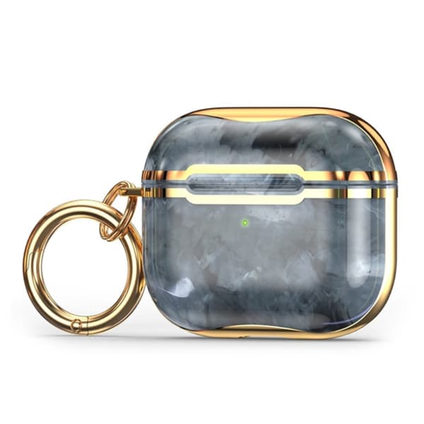 AirPods Pro 2 cool etui i kulfiber med spænde - Grå / Guld Silver grey