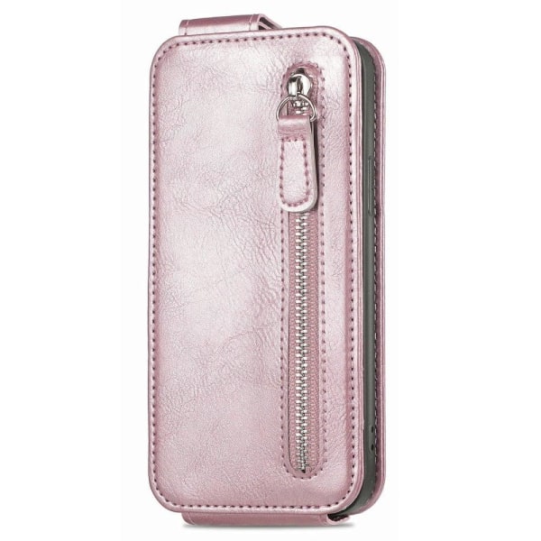 Vertical Flip Phone Etui med Zipper til Samsung Galaxy Xcover 6 Pink