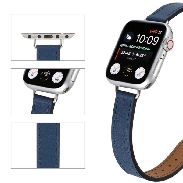 Apple Watch 40mm simple genuine leather watch strap - Blue Blå