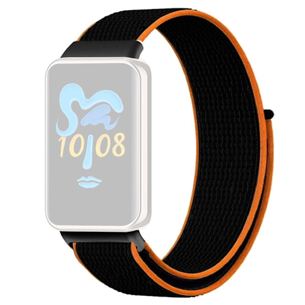 Honor Band 9 Nylon Watchstrap Loop Fastener Adjustable Watchstrap Replacement - Sort + Orange Black