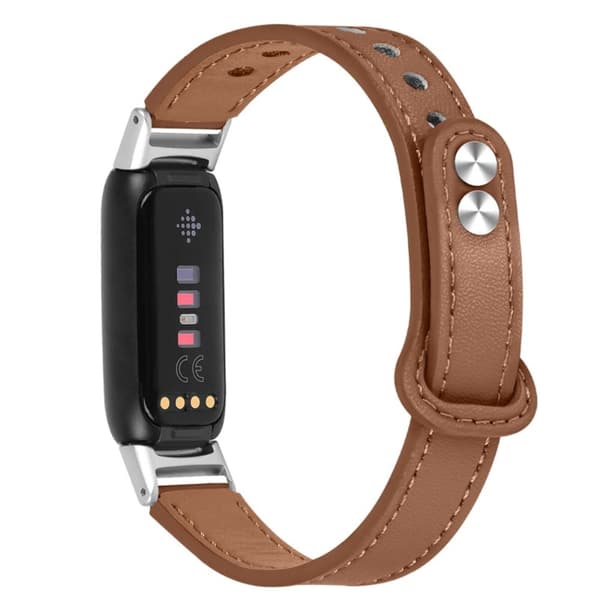 Fitbit Luxe urrem af okselæder i øverste lag med sølvstik - Brun Brown