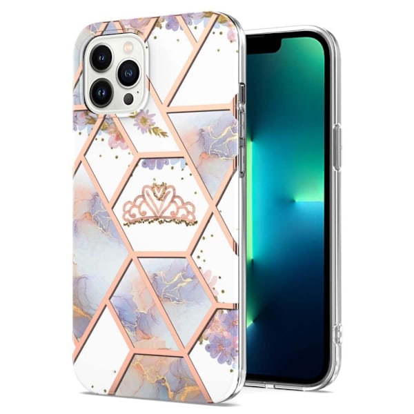 Marmormotiv iPhone 14 Pro Max skal - Krona multifärg