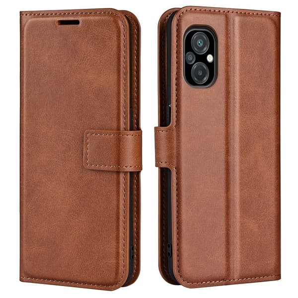 Hållbart konstläder Xiaomi Poco M5 fodral med plånbok - Brun Brun