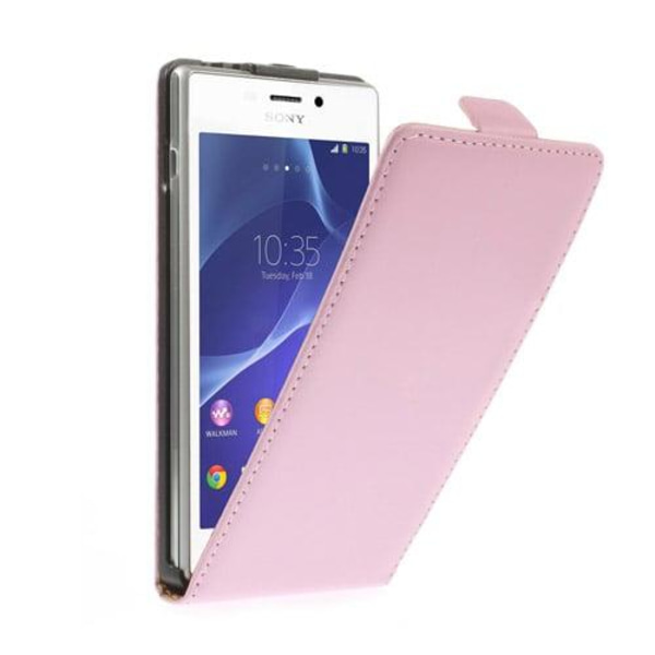 Winther (Ljusrosa) Sony Xperia M2 Äkta Läder Flip-Fodral Rosa