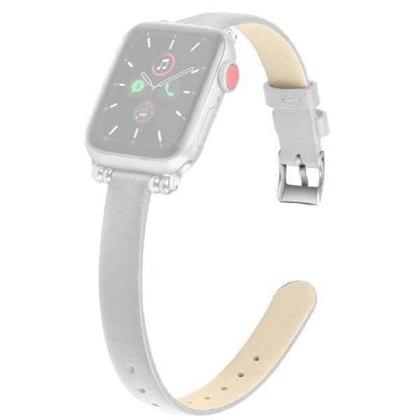 Apple Watch (45mm) Simple Aitoa Nahkaa Rannekellon Nauha - Valkoinen / Koko: L White