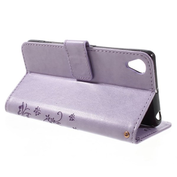 Moberg Sony Xperia X Perhos Nahkakotelo - Violetti Purple