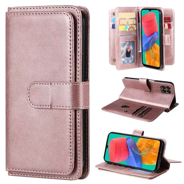 Samsung Galaxy M33 5G fodral med 10 fickor - Rosa Rosa