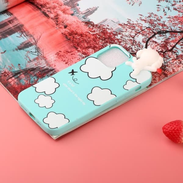 Cute 3d iPhone 12 Pro Max Etui - Sky White