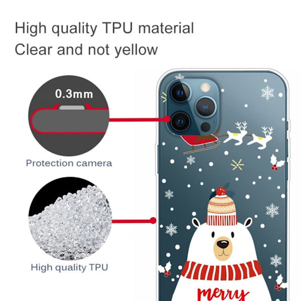 IMD julemønster og fleksibelt mobiletui til iPhone 12 Pro Max - Polar Bear Med Halstørklæde White