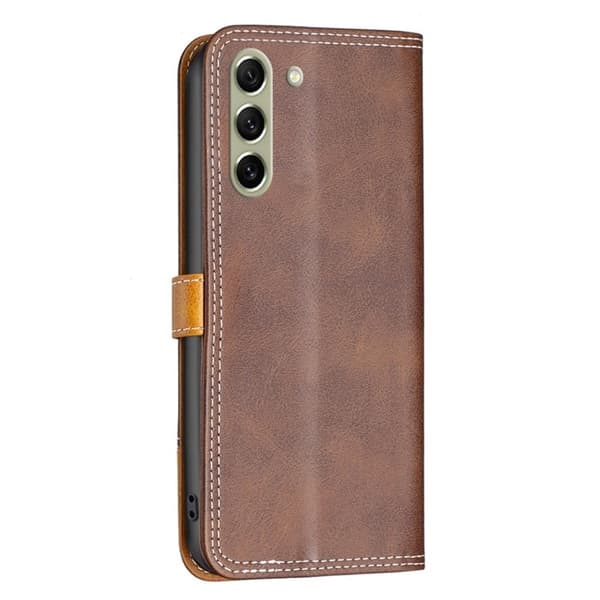 BINFEN kaksivärinen nahkakotelo Samsung Galaxy S21 FE - Kahvi Brown