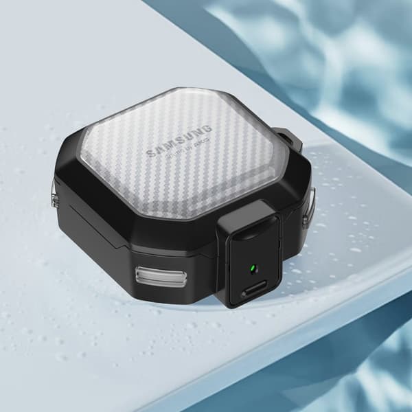 Samsung Galaxy Buds2 Pro / Buds2 / Buds Pro / Live kolfiberfodral med lås - Transparent Grön Grön