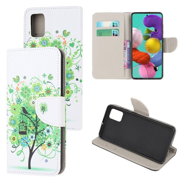 Wonderland Samsung Galaxy A51 flip kotelot - Vihreä Kukka Puu Multicolor