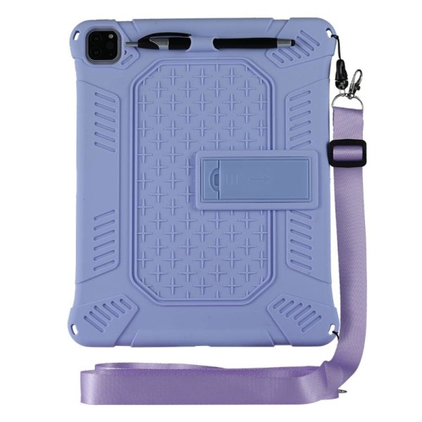 Stødsikkert, blødt silikoneetui med ophængningsline til iPad Pro Purple