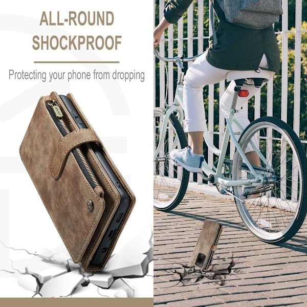 CaseMe Samsung Galaxy S20 Ultra etui med lynlås og pung - Brun Brown