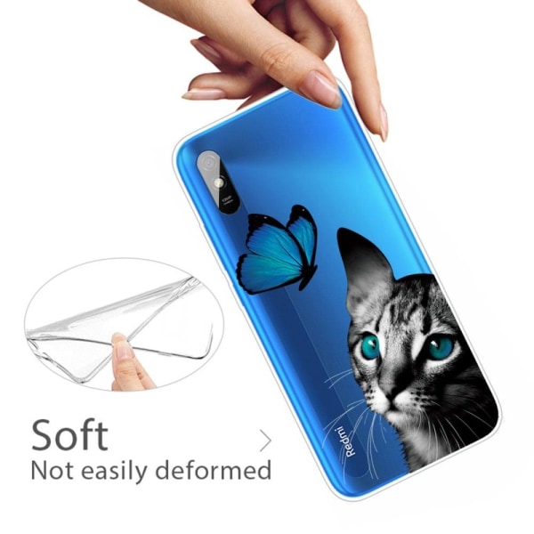 Butterfly läder Xiaomi Redmi 9A fodral - Silver/Grå Silvergrå
