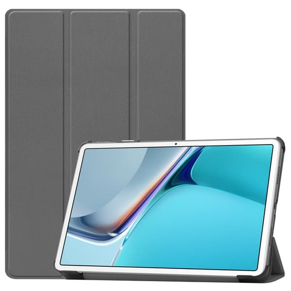 Huawei MatePad 11 (2021) trefaldigt PU-flipfodral i läder - Grå Silvergrå