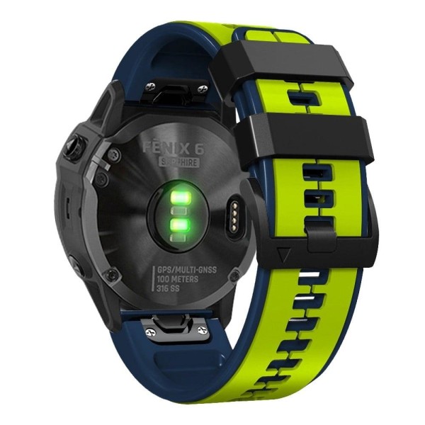 26mm kaksivärinen silikoninen kellohihna Garmin-kelloon - Lime / Musta Green