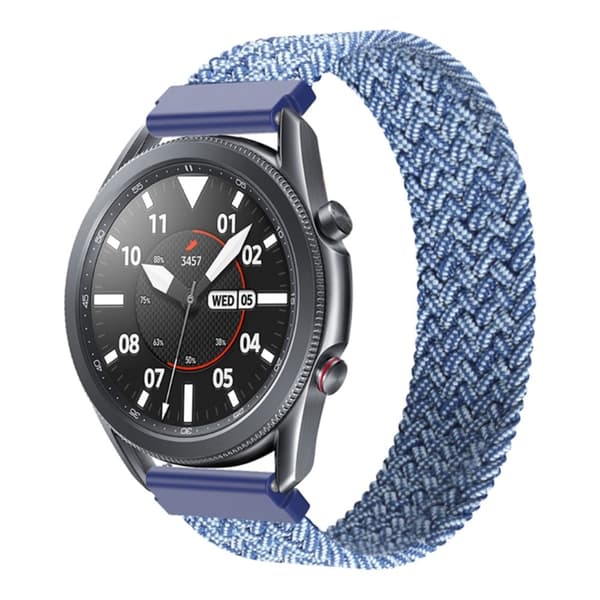 Samsung Galaxy Watch 3 (45 mm) elastisk nylon-urrem - Metallisk Blå Størrelse: Xs Blue