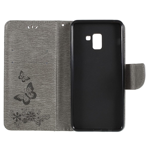 Butterfly läder Samsung Galaxy A8 (2018) fodral - Silver/Grå Silvergrå