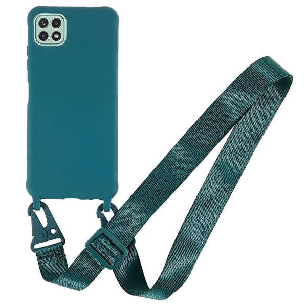 Tyndt TPU-etui med mat finish og justerbar strop til Samsung Galaxy A22 5G - Mørkegrøn Green