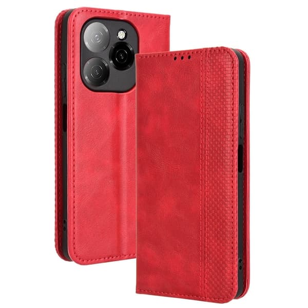Bofink Vintage Tecno Spark 20 Pro læderetui - Rød Red