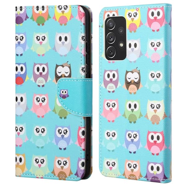 Wonderland Samsung Galaxy A73 Flip Etui - Søde Ugler Multicolor