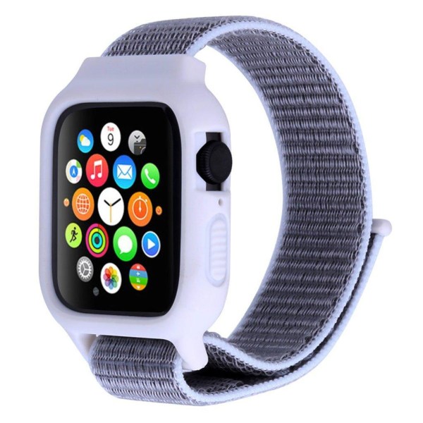 Apple Watch Series 5 40mm nylon silikonikehys - Vaalean Harmaa Silver grey