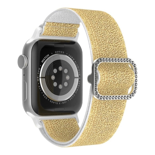 Apple Watch (41mm) nylonarmband med sömmar och strassspänne - Guld / Vit Guld