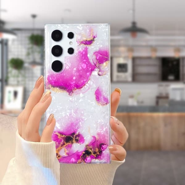 Marmormotiv Samsung Galaxy S22 Ultra skal - Röd Marmor Rosa