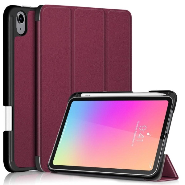 iPad Mini 6 (2021) slim tri-fold PU leather flip case with pen s Red
