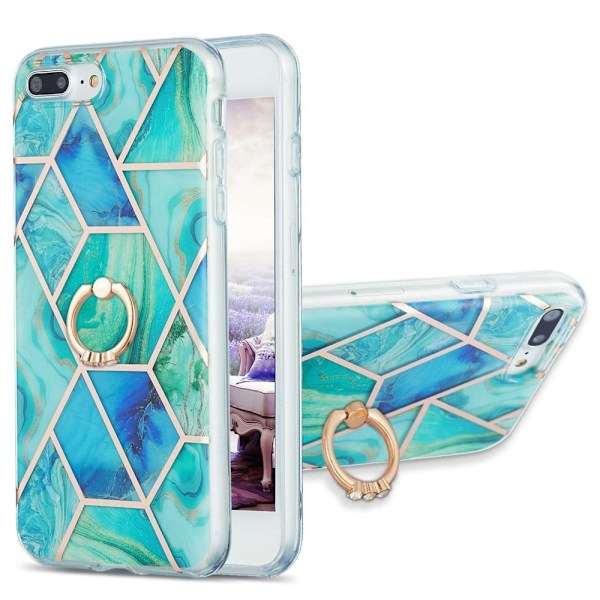 Marble Patterned Suojakuori With Ring Holder For iPhone 8 Plus – Green Green