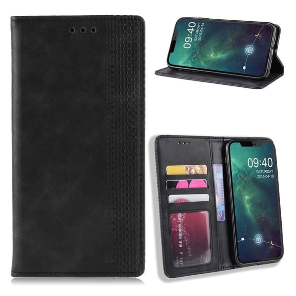 Bofink Vintage iPhone 12 Pro / iPhone 12 lærveske - Svart Black
