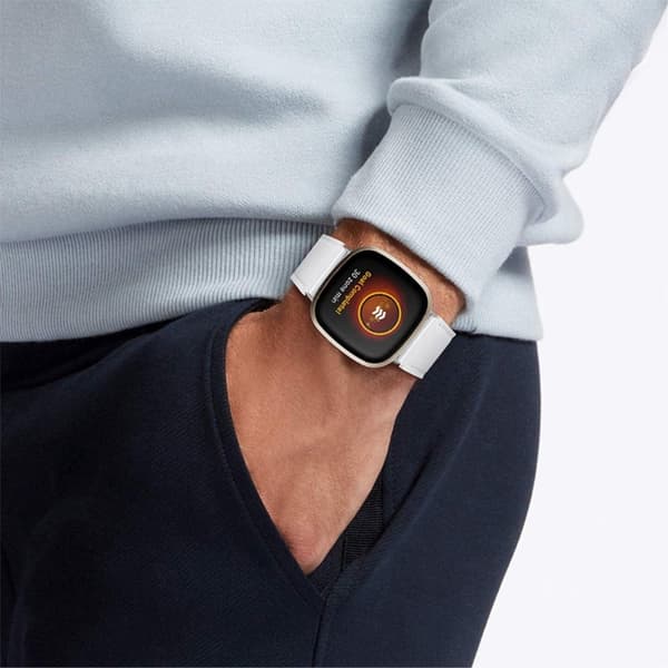 Fitbit Sense / Versa 3 klockarmband i äkta läder från cowhide - Vit Vit