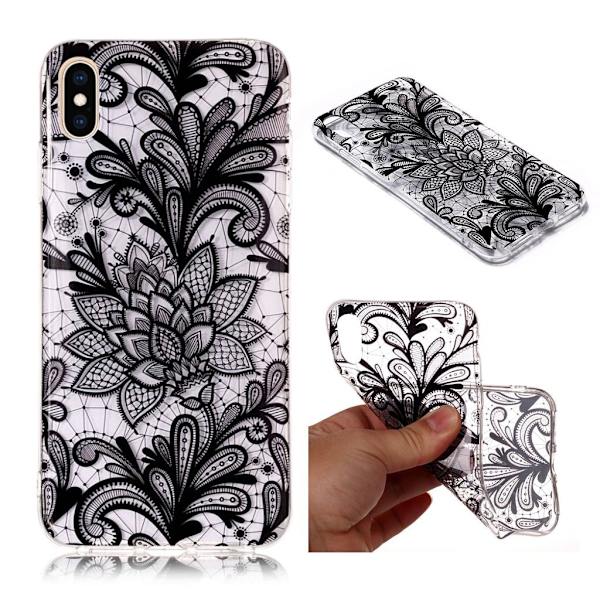 iPhone 9 Plus mobilskal silikon tryckmönster - Spets henna blomma multifärg