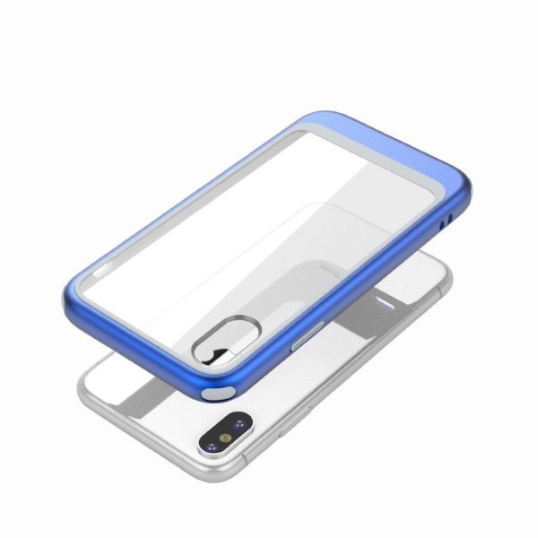 iPhone XS transparentti hybriidi muovinen takasuoja kuori - Sini Blue