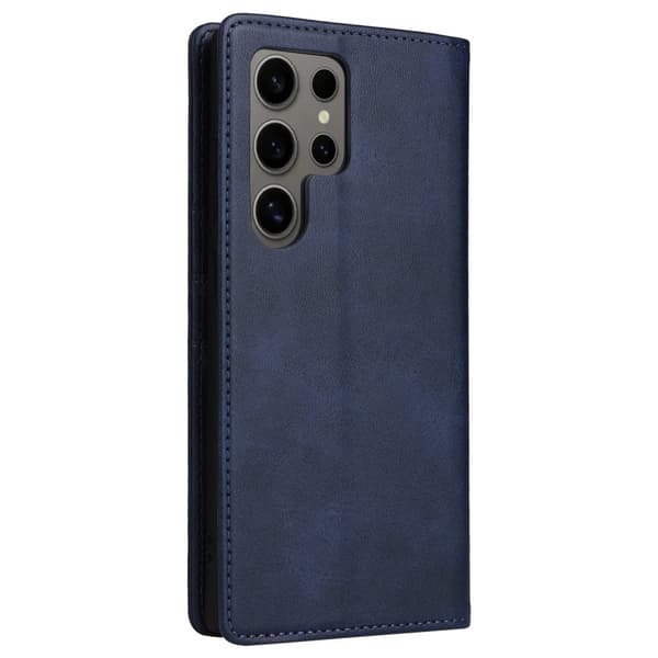 Samsung Galaxy S24 Ultra-etui RFID-blokkerende lommebokdeksel i lær - Blå Blue