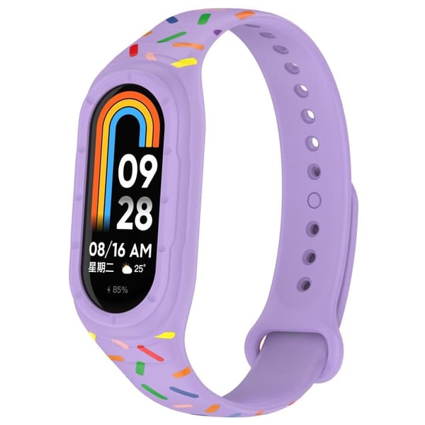 Xiaomi Smart Band 8 silikone farverig plettet stil rem - Lilla Purple