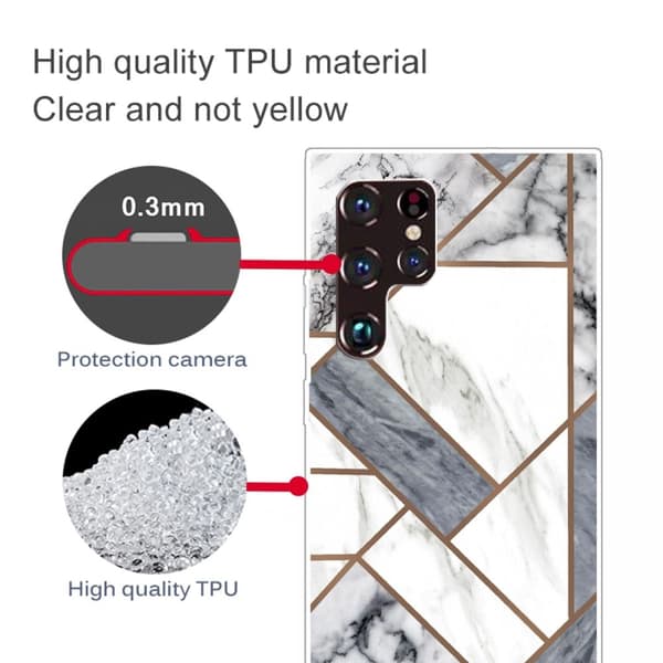 Marble Samsung Galaxy S22 Ultra Etui - Grå / Hvit Klinkekule Tile Multicolor