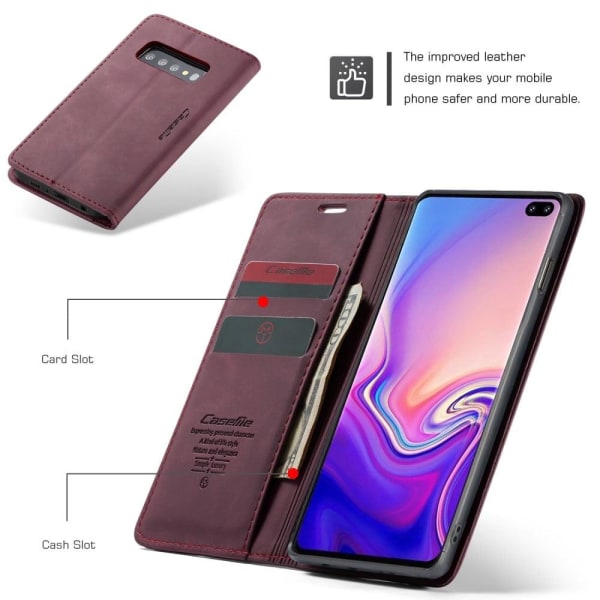 CASEME Samsung Galaxy S10 Plus plånboksfodral med magnetstängnin Röd