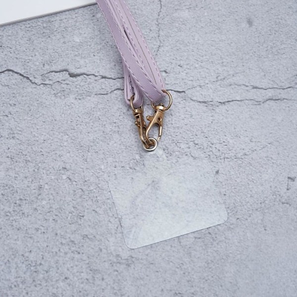 Universal crossbody leather neck strap with transparent pad - Pu Purple
