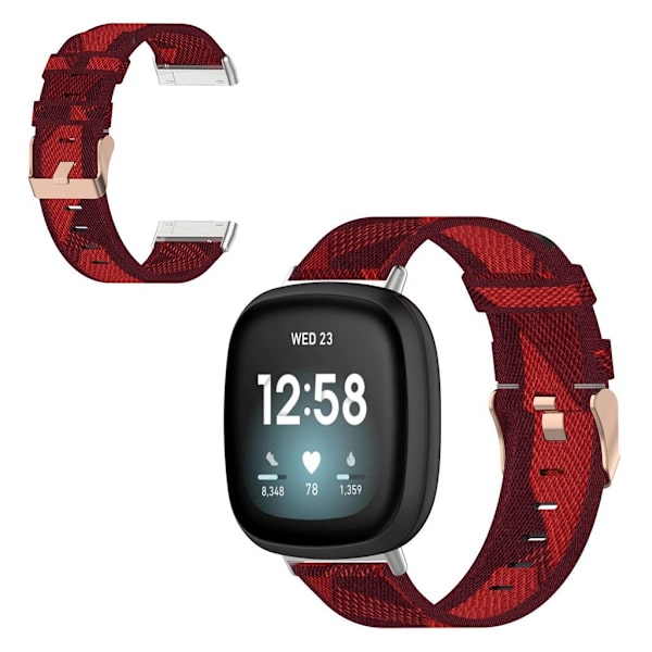 Fitbit Sense / Versa 3 nylonkellonauha - Punainen Raidat Red