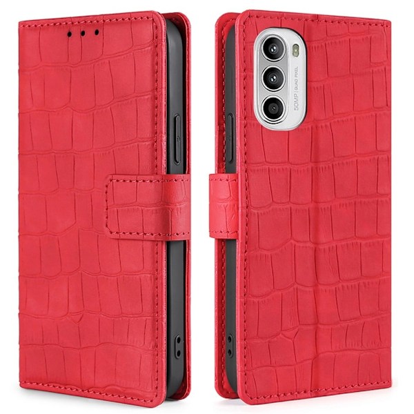 Krokotiili kuvioitu nahkakotelo Motorola Moto G82 / G52 - Punainen Red