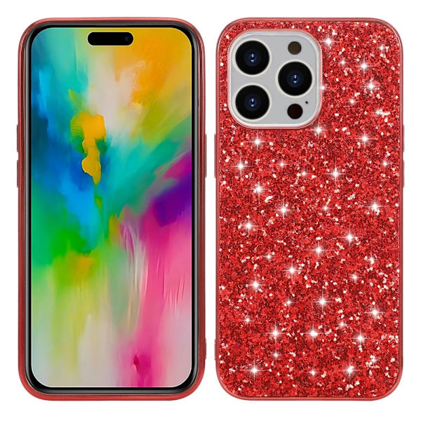 Glitter iPhone 16 Pro Max skal - Röd Röd