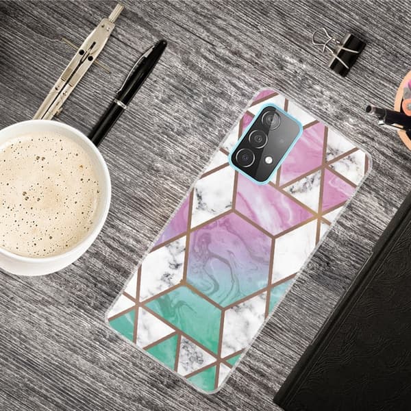 Deco Samsung Galaxy A73 Etui - Hvid Diamant i Farverig Baggrund Multicolor