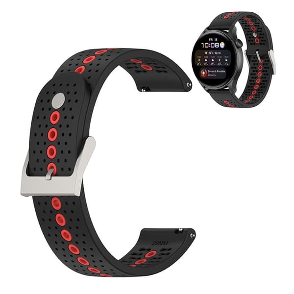 22 mm dobbeltfarvet silikoneurrem til Samsung- og Huawei-ure - Sort / Orange Black