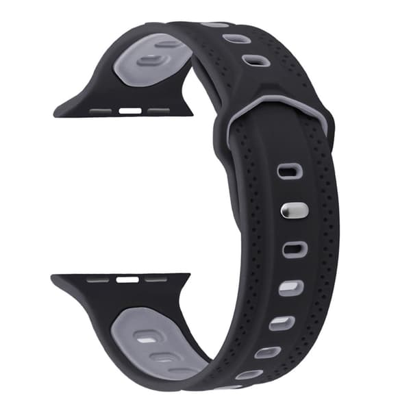 Apple Watch (45 mm) tofarvet silikone-urrem - Grå / Sort Silver grey