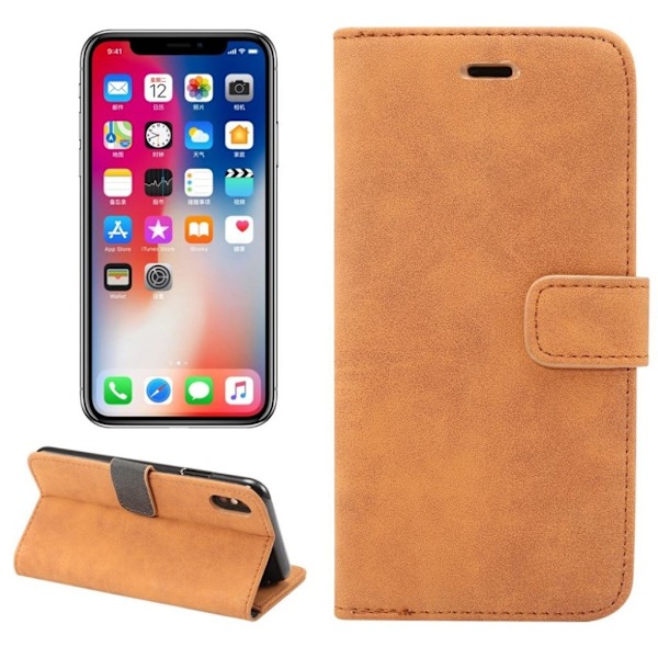 iPhone 9 Plus Retro Tyylinen Synteetti Nahkainen Lompakko Suojakotelo magneetti Lukolla - Ruskea Brown