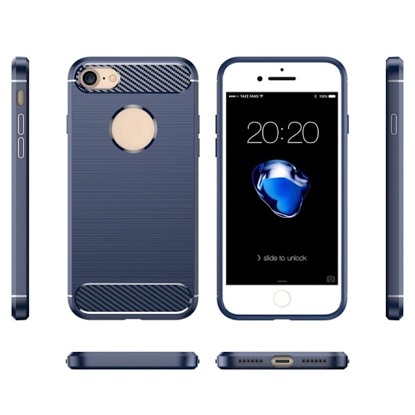 Carbon Flex etui - iPhone 8 / 7 - Blå Blue